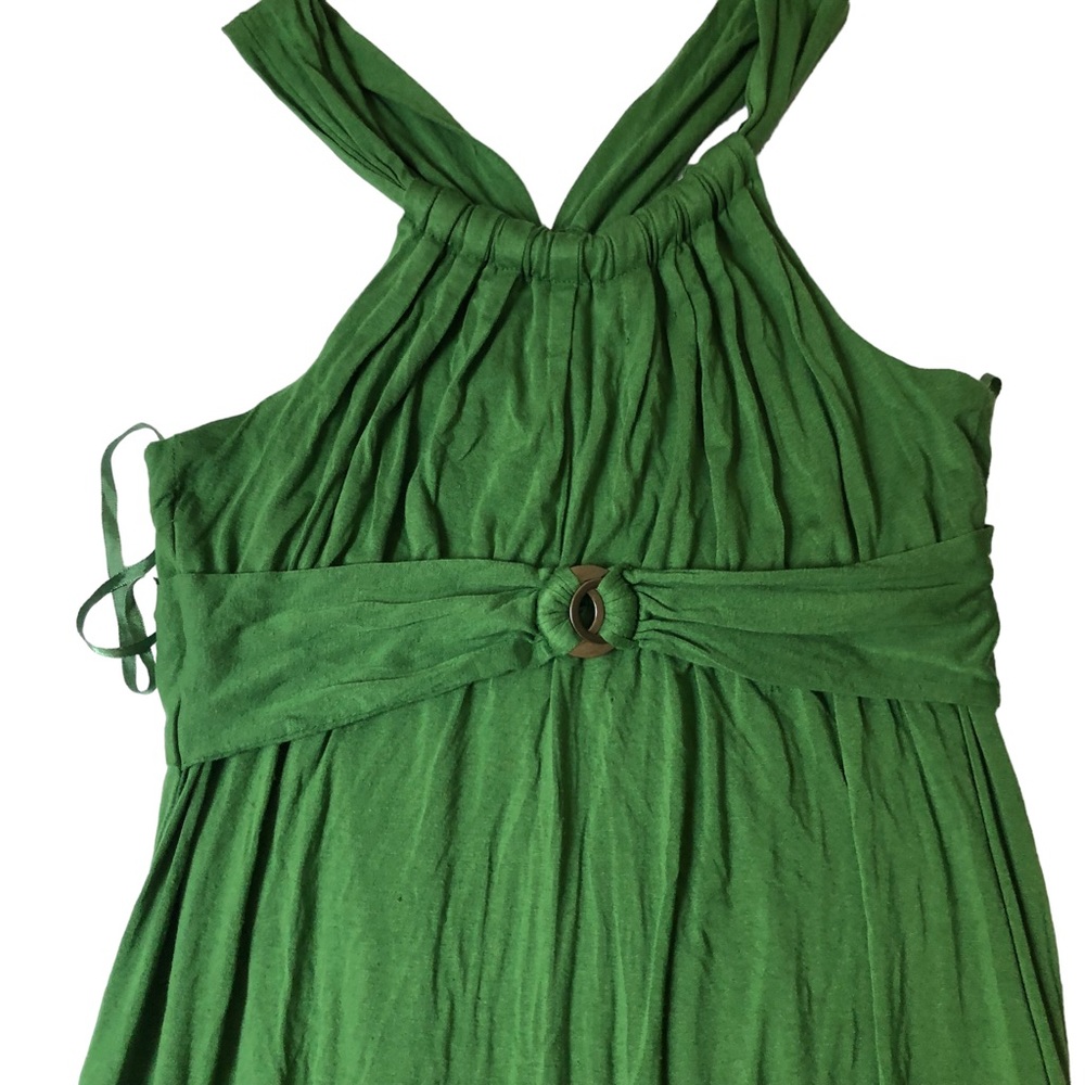 Max Studio Green Maxi Halter Strap Dress SZ L. Viscose/ spandex - Picture 2 of 16